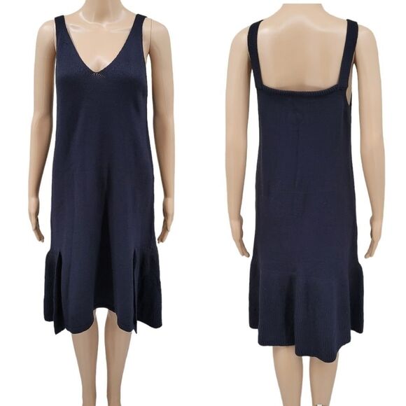 8" Navy Blue Knit Sleeveless Dress, Women's Small - Picture 1 of 13